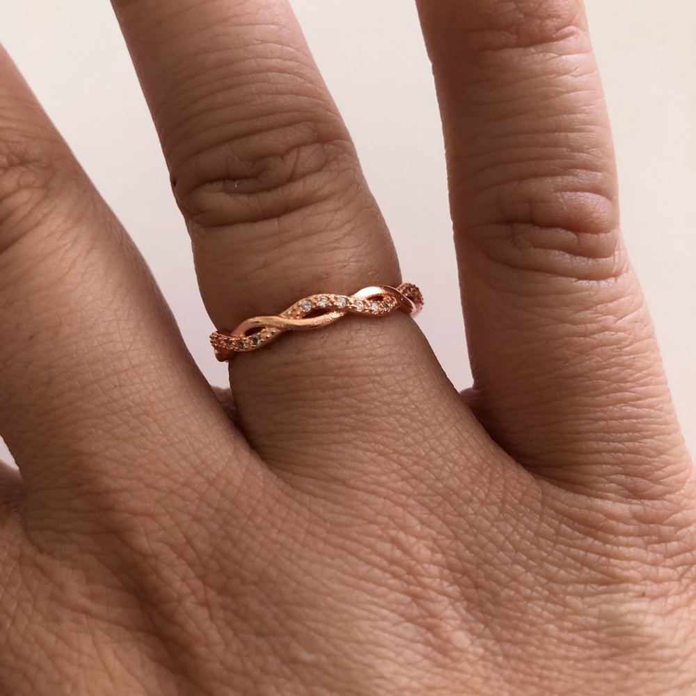 Rose Gold Plated White Sapphire Ring - Picture 3 of 3